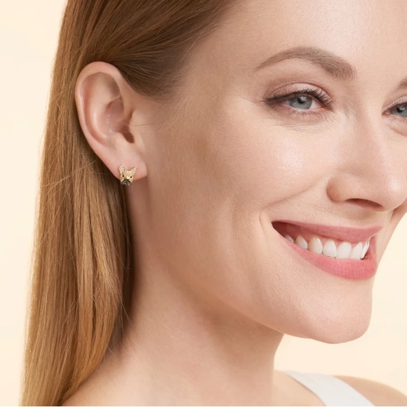 18k Diamond Bulldog Boston Terrier Dog Earrings - Picture 5 of 5